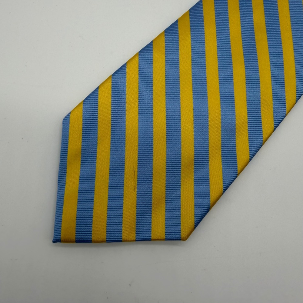 Nautica Mens Silk Necktie Blue Yellow Striped Classic Prep
